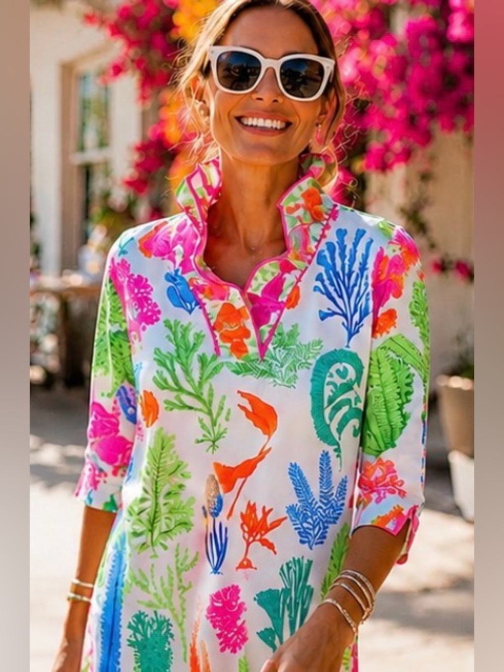 Gretchen Scott Coral Reef Dress S | Palm Beach Resort Coastal Chic Tunic